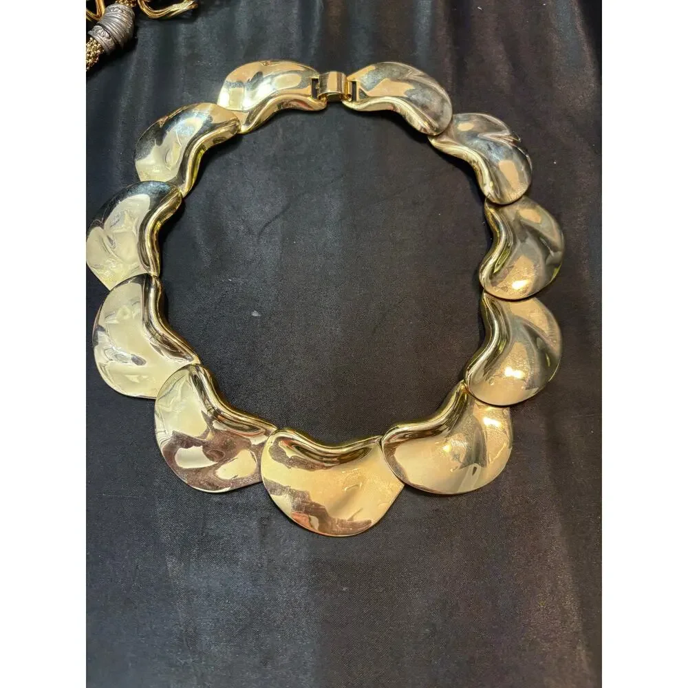 Vintage Runway Gold Tone Statement Necklace 152g 16.5”